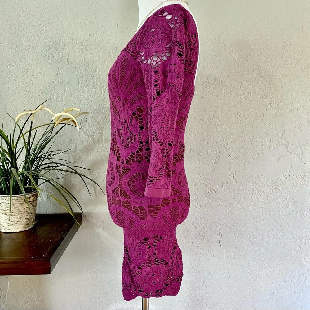 EUC Free People Medallion Crochet Lace Seamless Bodycon Dress, XS/S - Picture 5 of 13